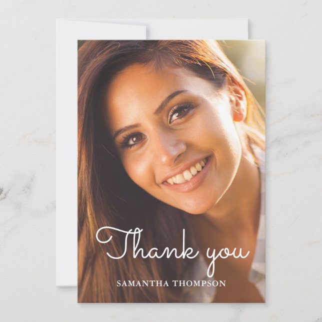 Modern Photo Graduation Flat Thank You Card (Front)
