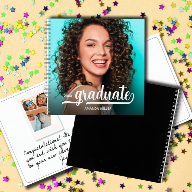 Modern Photo Graduation Guest Book (Photo graduation party keepsake guest book, write a  message to the grad, even add  instant photos.)