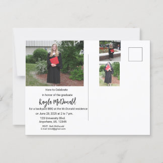 Modern Photo Graduation Invitation BBQ Postcard