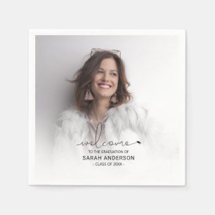 Modern Photo Graduation Napkin