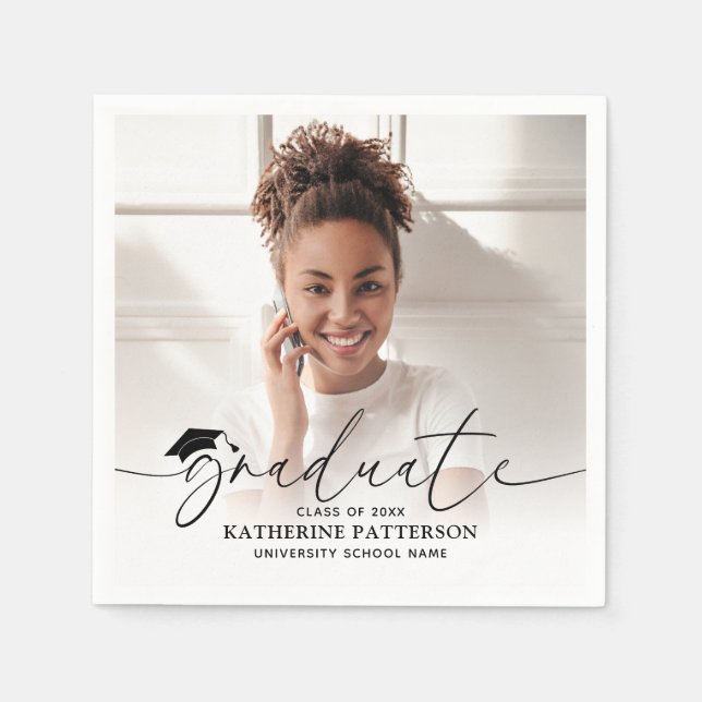 Modern Photo Graduation Napkin (Front)