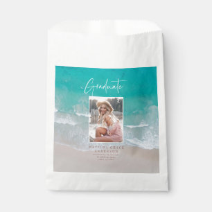 Modern photo graduation ocean beach script favour bag