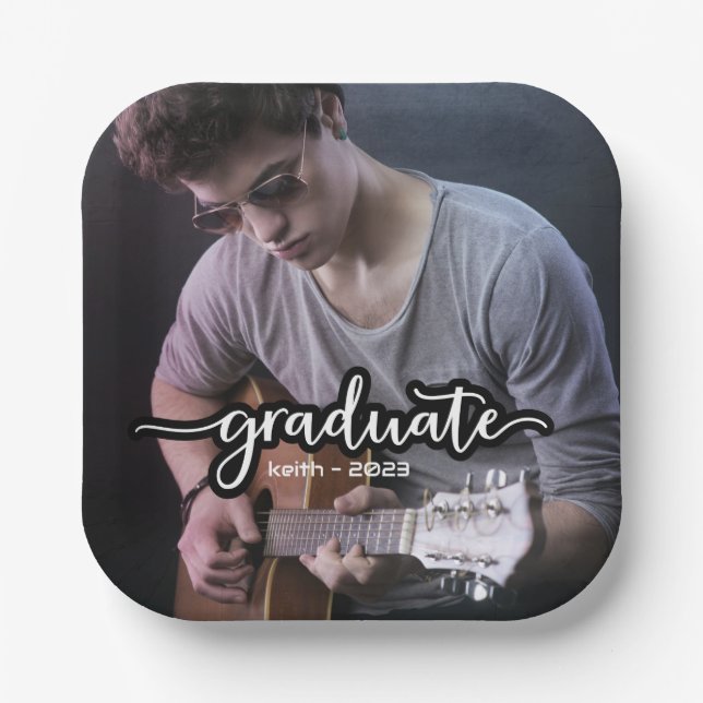 Modern Photo Graduation Paper Plate (Front)