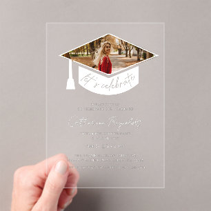 Modern Photo Graduation Party Acrylic Invitations