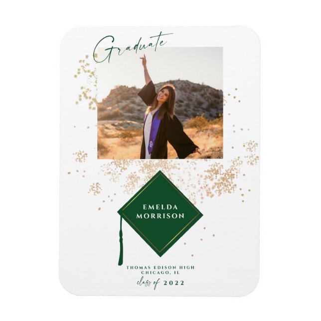 Modern Photo Graduation Party Announcement  Magnet (Vertical)