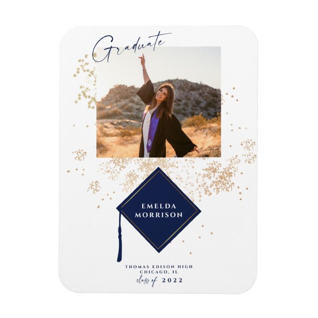Modern Photo Graduation Party Announcement  Magnet (Vertical)