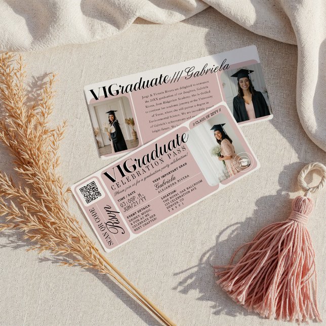 Modern Photo Graduation Party Event Ticket QR Code Invitation (Modern Photo Graduation Party Event Ticket QR Code Invitation)