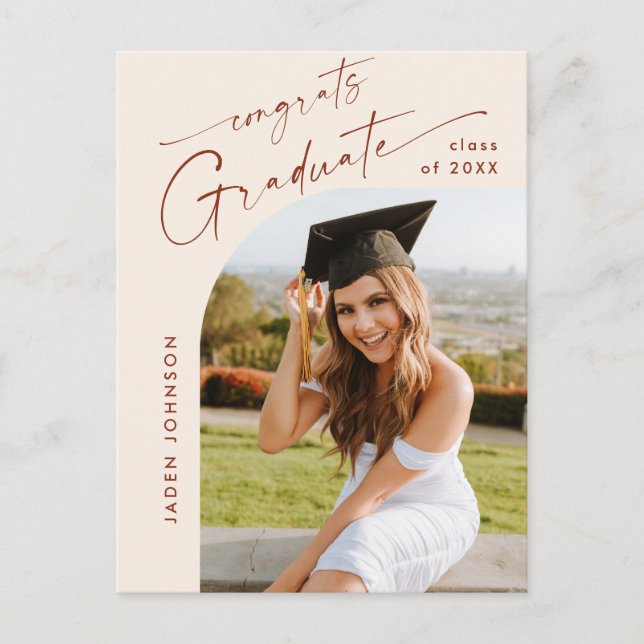 Modern PHOTO Graduation Party Invitation Postcard (Front)