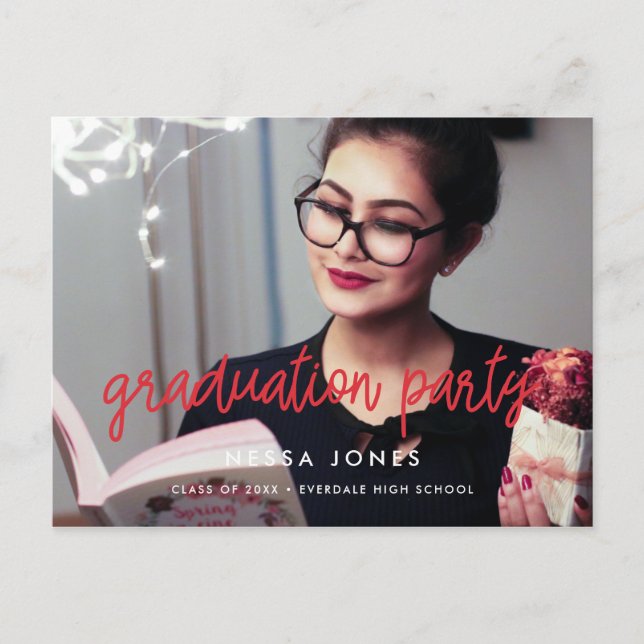 Modern Photo graduation party invitation Postcard (Front)