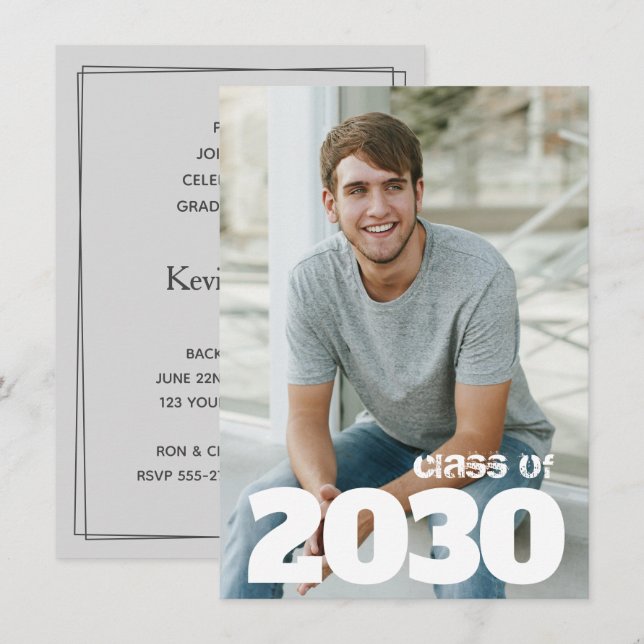 Modern Photo Graduation Party Invitations (Front/Back)