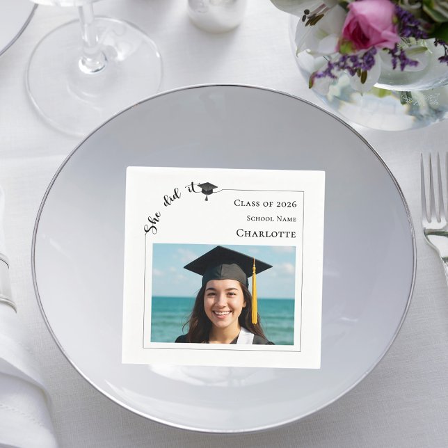 Modern photo Graduation Party Napkin (Creator Uploaded)