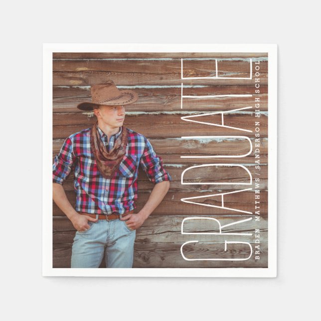 Modern Photo Graduation Party Paper Napkins (Front)