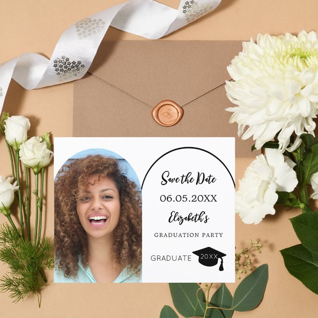 Modern photo Graduation Party Save the Date card (Creator Uploaded)