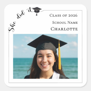Modern photo Graduation Party Square Sticker
