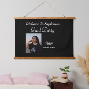 Modern Photo Graduation Party Welcome Sign Hanging Tapestry