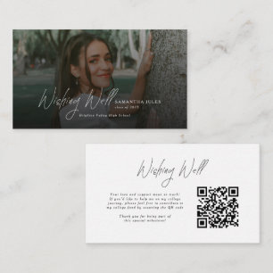 Modern  Photo Graduation QR Code Wishing Well Enclosure Card