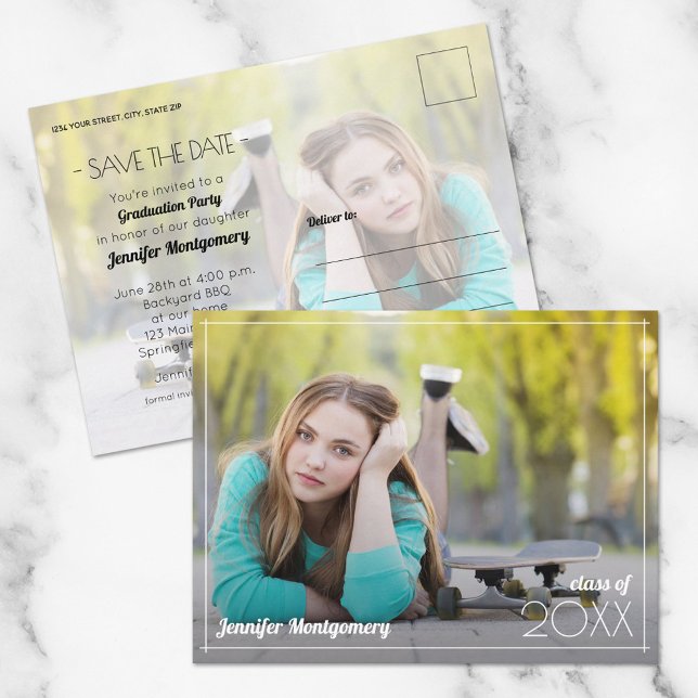 Modern Photo Graduation Save the Date Postcard (Creator Uploaded)