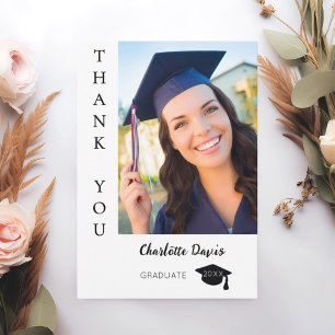 Modern photo graduation thank you card