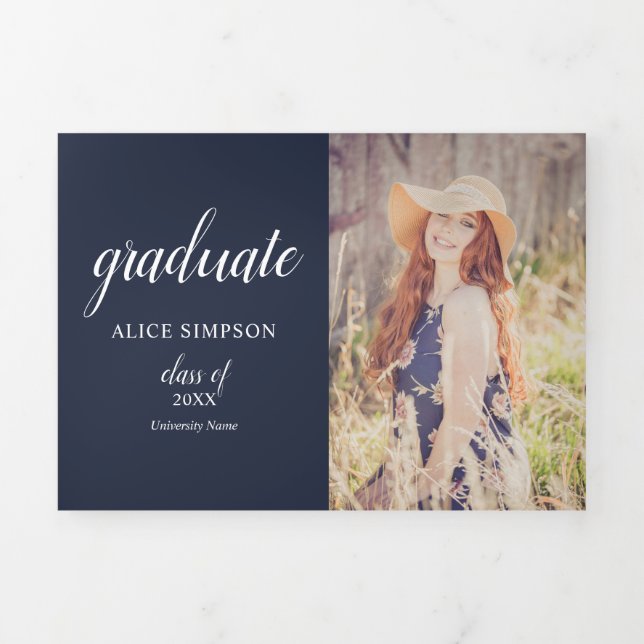 Modern Photo Graduation Tri-Fold Announcement (Cover)