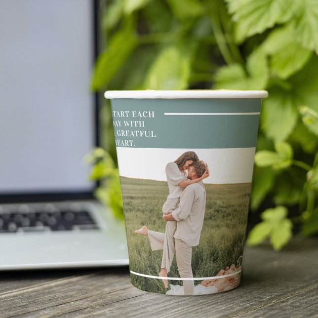 Modern Photo Green Family Lovely Gift Paper Cups (Creator Uploaded)