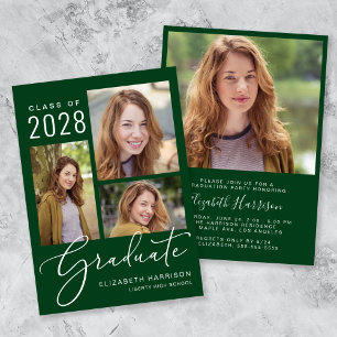 Modern Photo Green Graduation Party Invitation