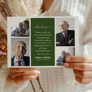 Modern Photo Grid Memorial Funeral Thank You Card