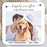Modern Photo Happily Ever After Dog Pet Wedding Square Paper Coaster<br><div class="desc">Happily Ever After Is Better With A Dog! Add the finishing touch to your wedding with these cute custom photo wedding coasters . Perfect for your wedding after party and reception. Customize these photo coasters with your favourite wedding photo, dog of honours photo, or your newlywed photo with your dog,...</div>