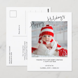 Modern Photo Happy Holidays Christmas Postcard