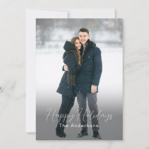 Modern Photo Happy Holidays Family Name Holiday Card
