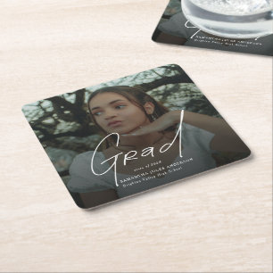 Modern Photo High School Graduation Square Paper Coaster