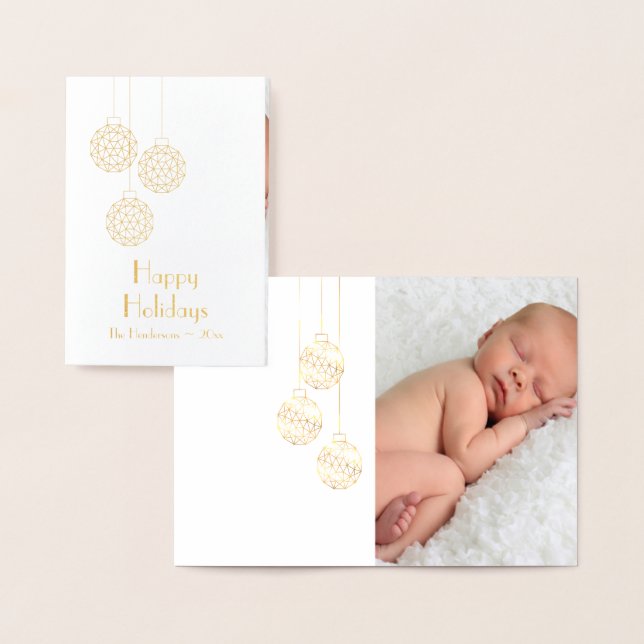 Modern Photo Holiday Card in Gold Foil (Display)