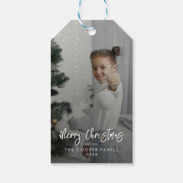 Modern Photo Holiday Gift Tag (Front)