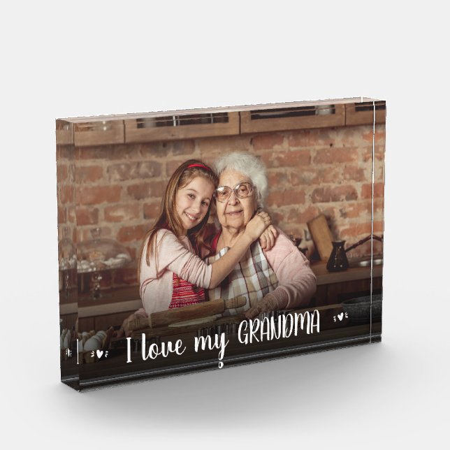 Modern Photo I Love My Grandma Hearts Block (Left)
