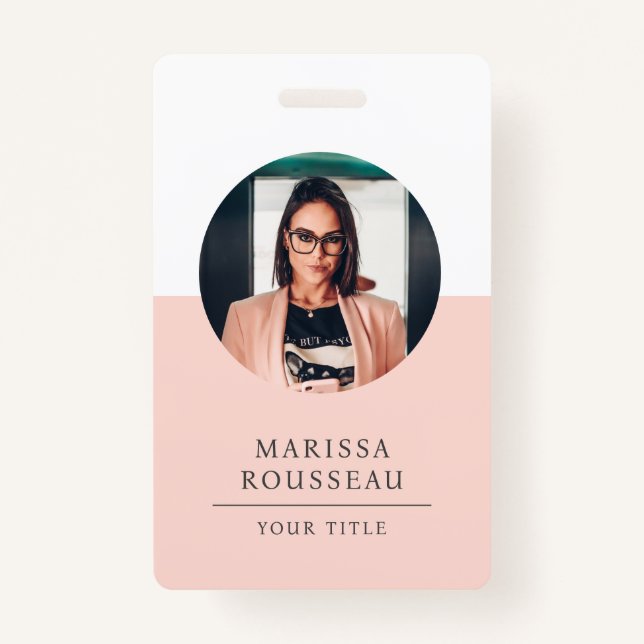 Modern Photo ID Badge Minimalist Business QR (Front)