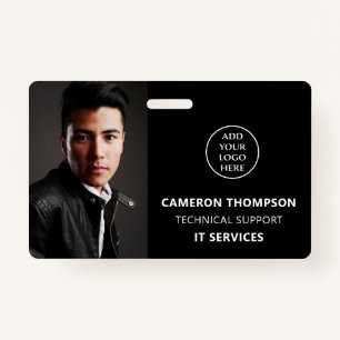 Modern Photo ID Staff Name Job Title Business Logo Badge