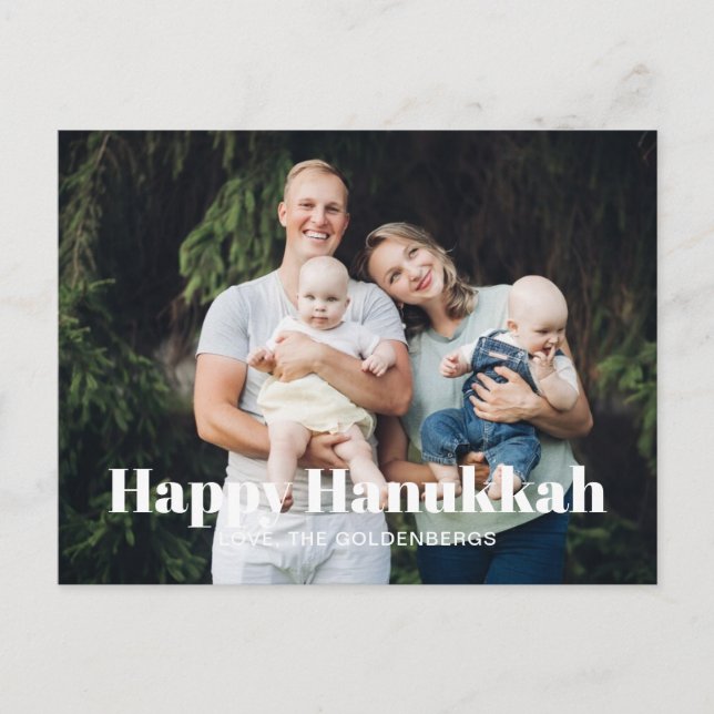 Modern photo image picture custom text Hanukkah Holiday Postcard (Front)