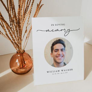 Modern Photo In Loving Memory Celebration Of Life Pedestal Sign