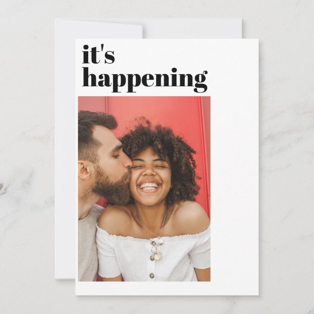 Modern Photo It's Happening Bold Negative Space Sa Save The Date (Front)