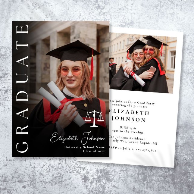 Modern Photo Law School Graduation Party Invitation (Modern Photo Law School Graduation Party Invitation)