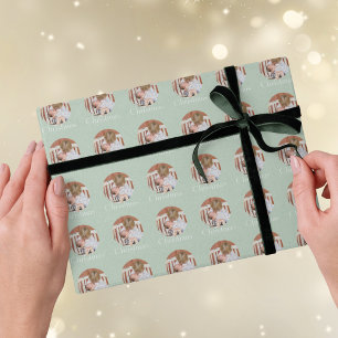 Modern Photo Light Blue Merry Christmas Holiday Wrapping Paper