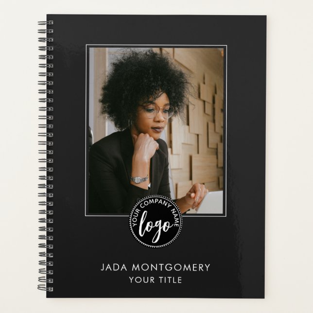 Modern Photo Logo Minimalist Black Business Planner (Front)