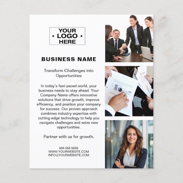 Modern Photo Logo QR White Corporate Business Flyer (Front)