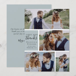 Modern Photo Love and Thanks Wedding Thank You Card