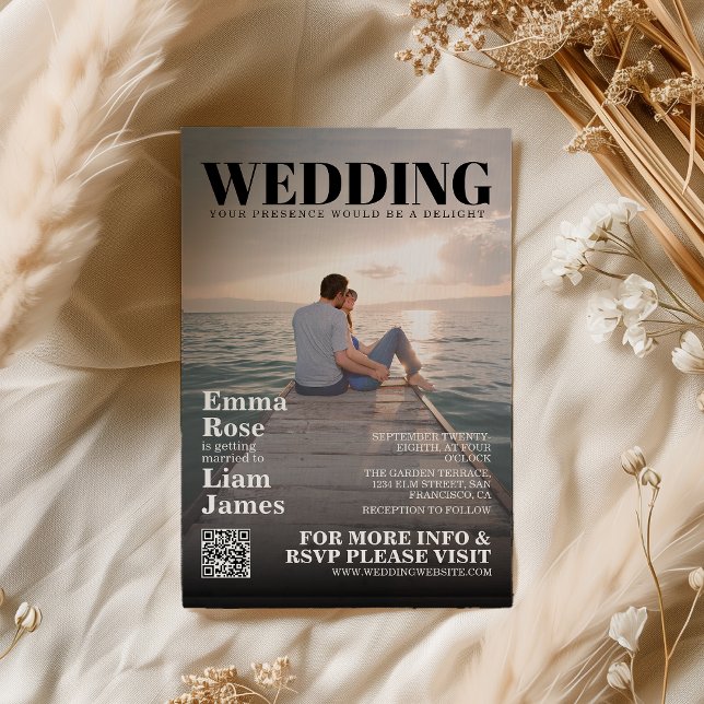 Modern Photo Magazine Cover Unique Wedding Invitation (Creator Uploaded)