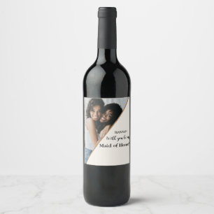 Modern photo Maid of Honour proposal Will you be M Wine Label