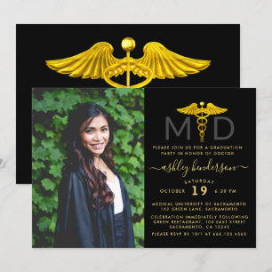 Modern Photo MD Doctor Graduation Party Invitation