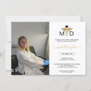 Modern Photo MD Doctor of Medicine Graduation Invitation