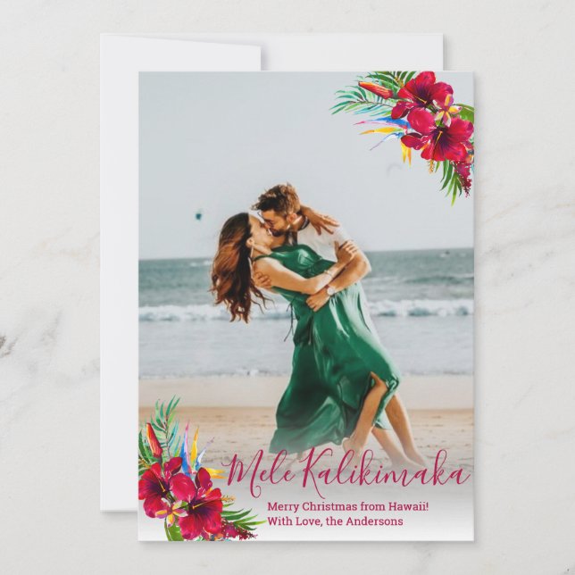 Modern Photo Mele Kalikimaka Christmas Cards (Front)