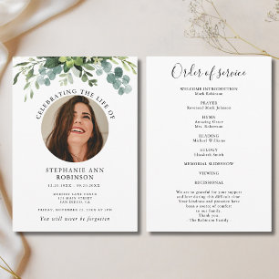 Modern Photo Memorial Floral Order of Service Program
