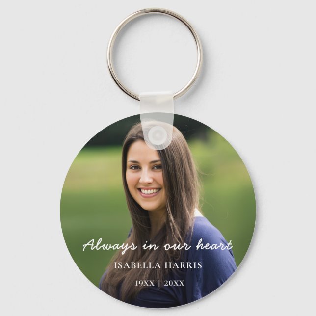 Modern Photo Memorial Keepsake Design Keychain (Front)